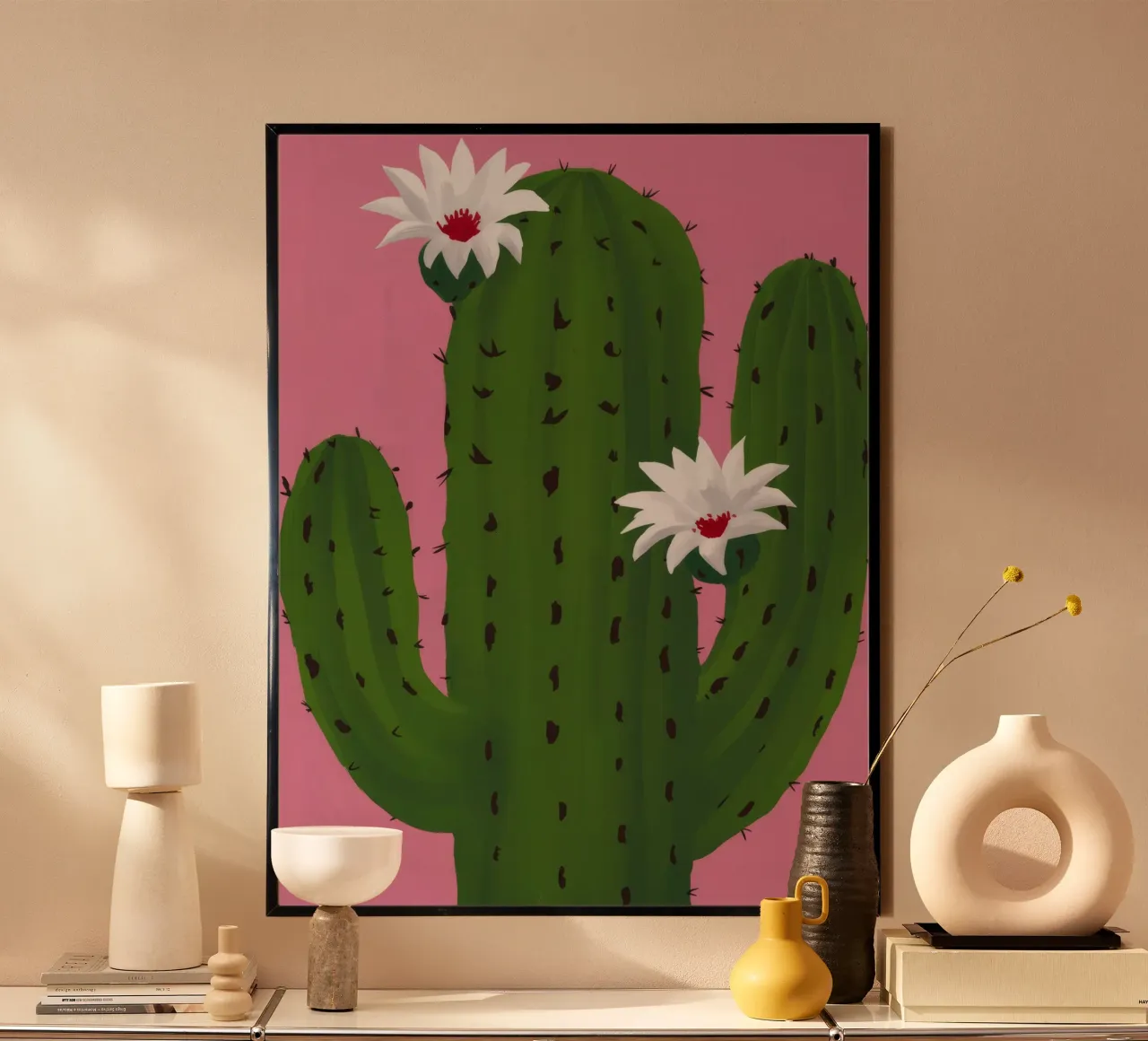 Sogno di cactus rosa poster con telaio in plastica da Arcane Shade