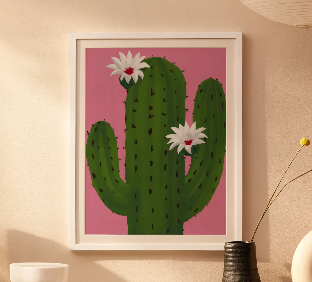 Sogno di cactus rosa poster con telaio in plastica da Arcane Shade