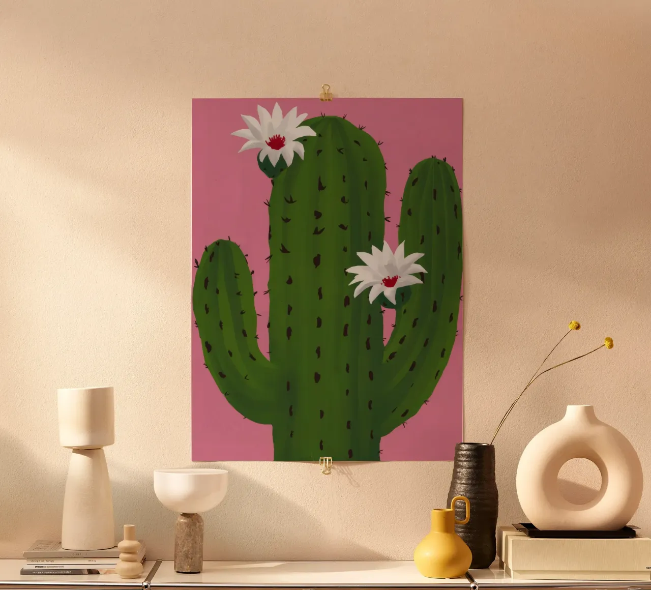 Sogno di cactus rosa poster con telaio in plastica da Arcane Shade