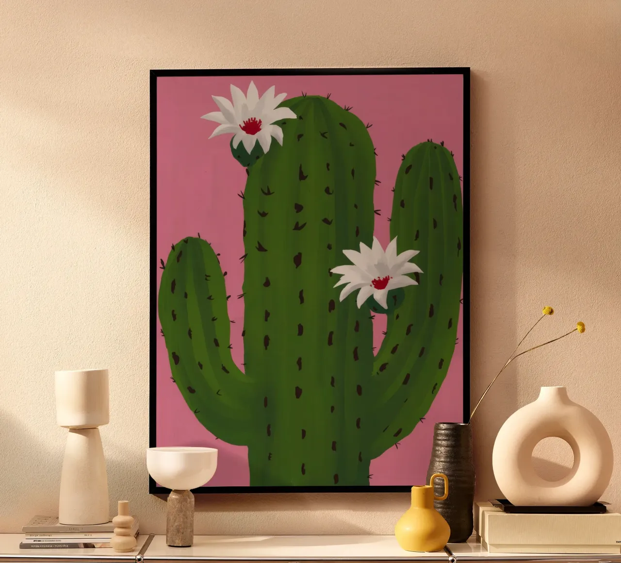 Sogno di cactus rosa poster con telaio in plastica da Arcane Shade