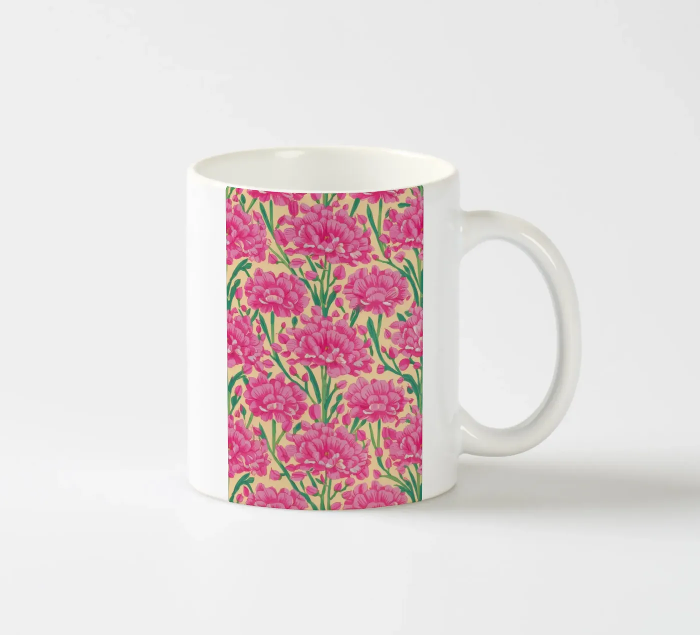 Carnation Pattern Joy ceramic mug by Arcane Shade