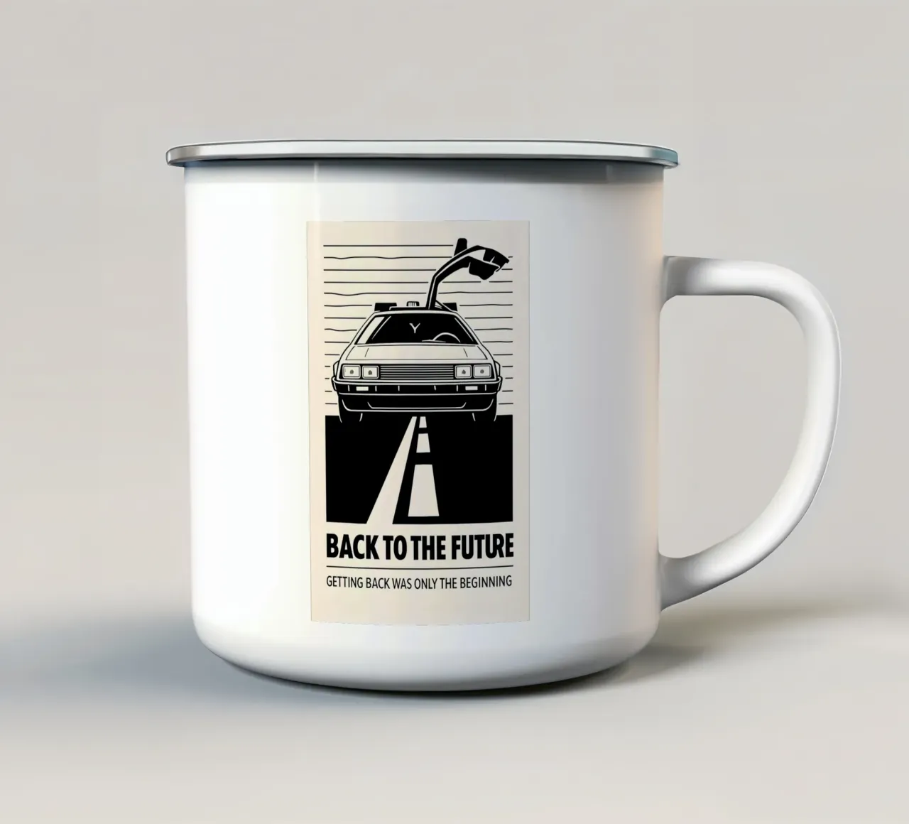 Back To The Future Print Emaille Tasse von MoviesArt