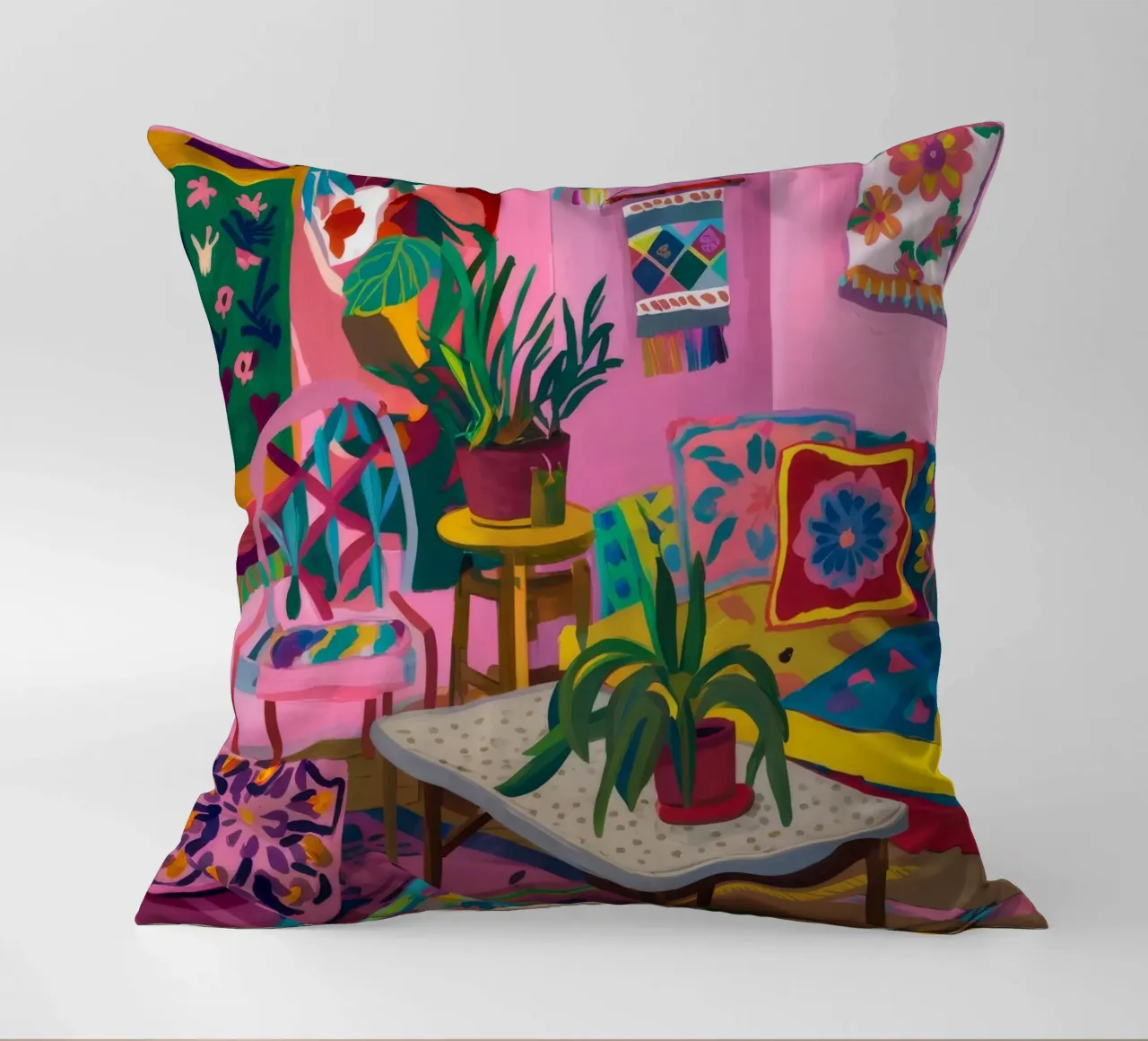 Colorful Cozy Room decorative cushion by Arcane Shade