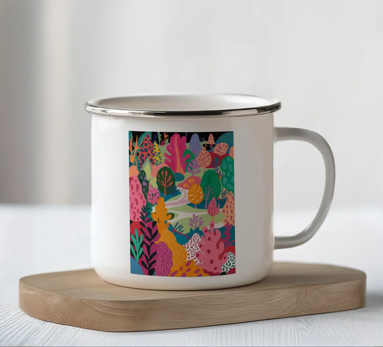 Bosque de colores taza de esmalte de Arcane Shade