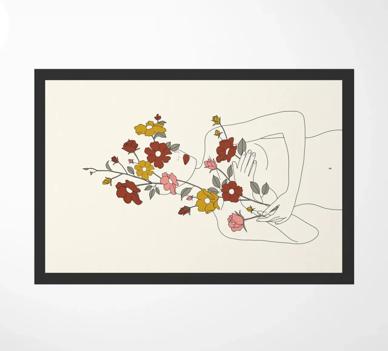 Colorful Thoughts Minimal Line Art Woman with Wild Roses zerbino da Nadjaa