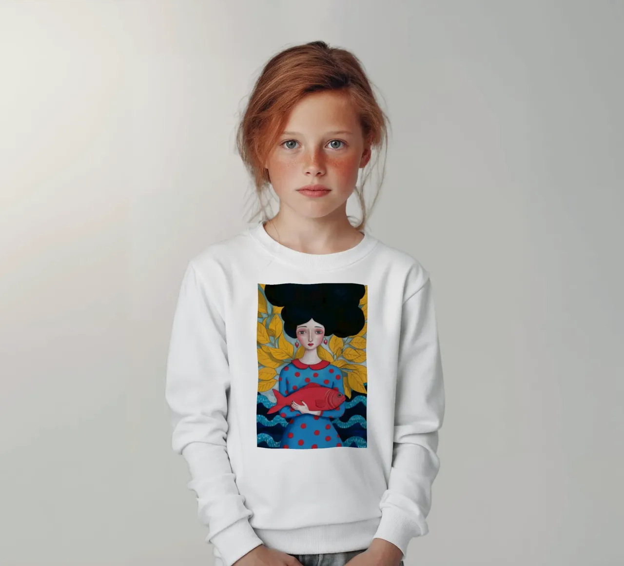 Signora con pesce rosso felpa bambino da Arcane Shade