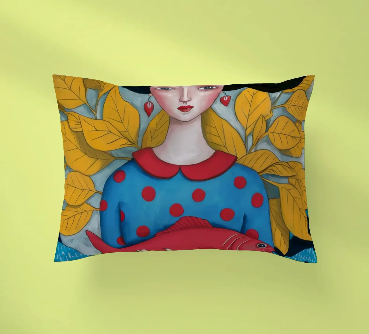 Signora con pesce rosso cuscino da Arcane Shade