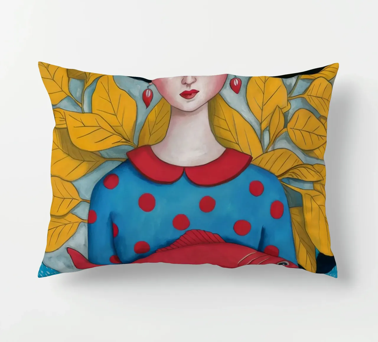 Signora con pesce rosso cuscino da Arcane Shade