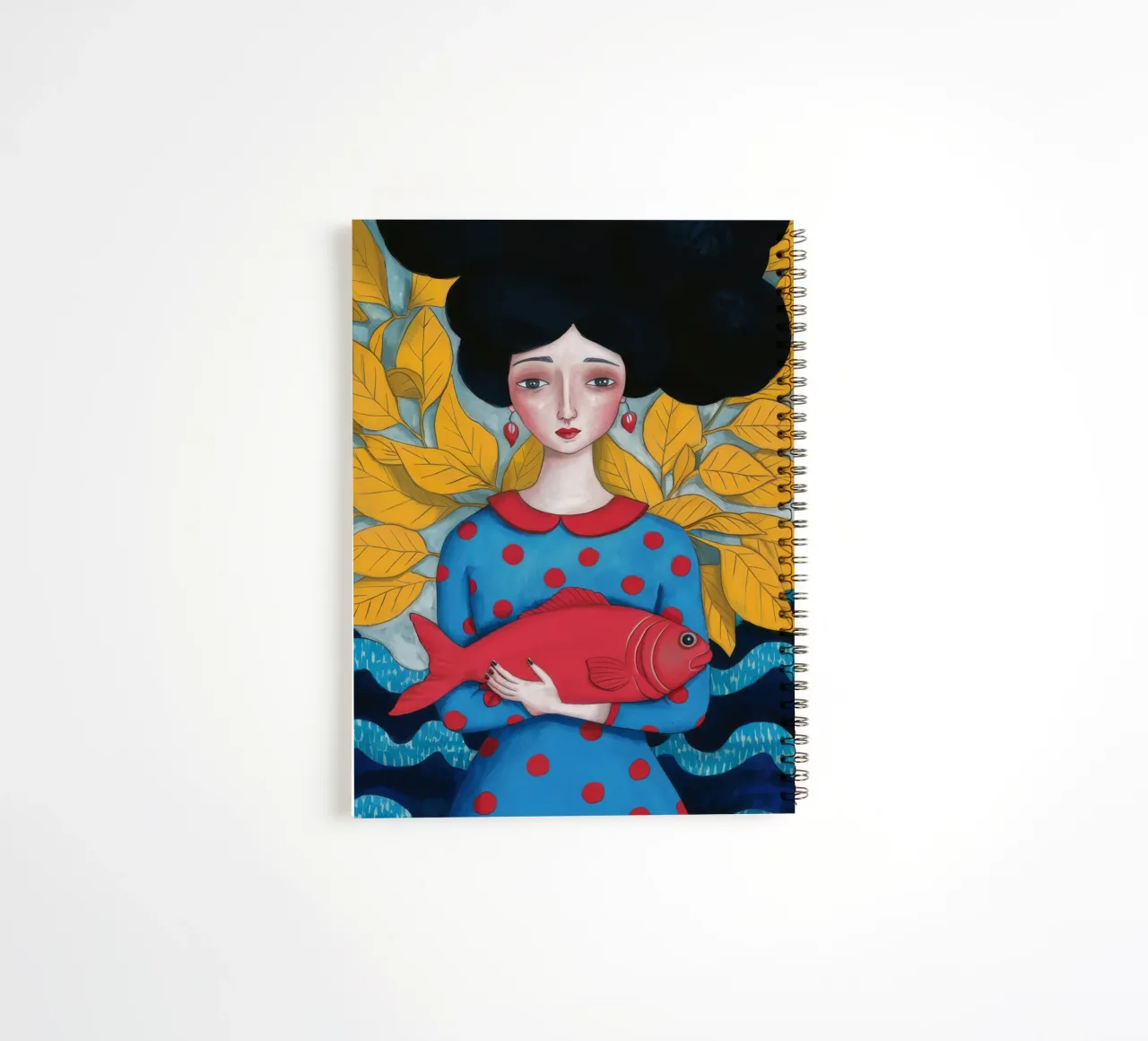 Lady With Red Fish spiral notebook by Arcane Shade