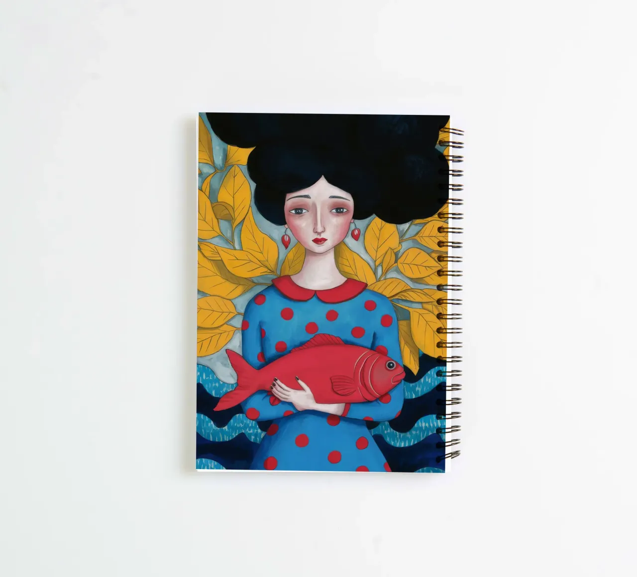 Lady With Red Fish spiral notebook by Arcane Shade