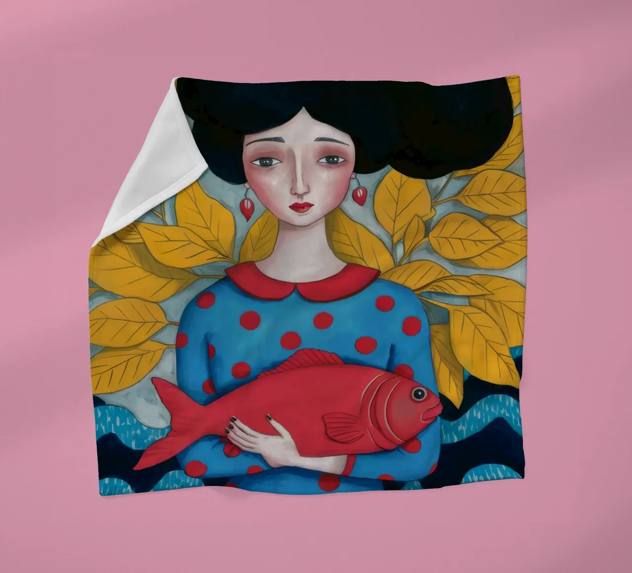Signora con pesce rosso coperta in pile da Arcane Shade