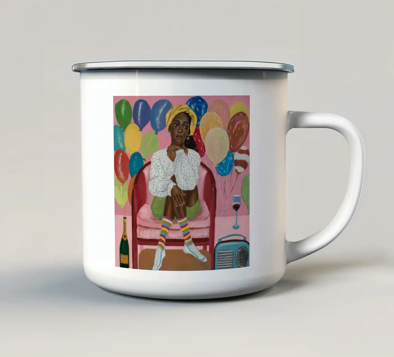 Riflessione sulle festività tazza in smalto da Ebony Carpenter