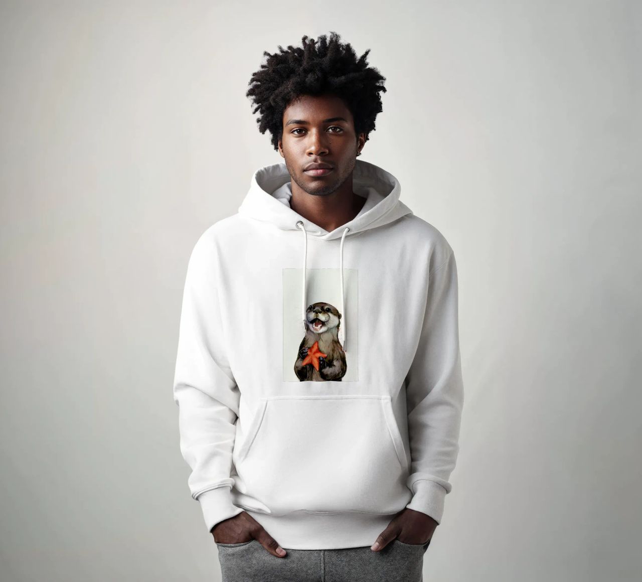 Happy Otter Portrait felpa con cappuccio da Laura Graves