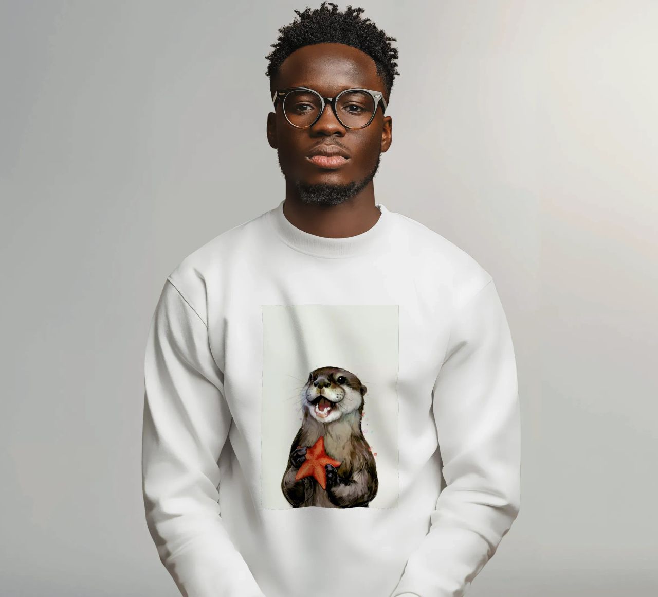 Happy Otter Portrait felpa da Laura Graves