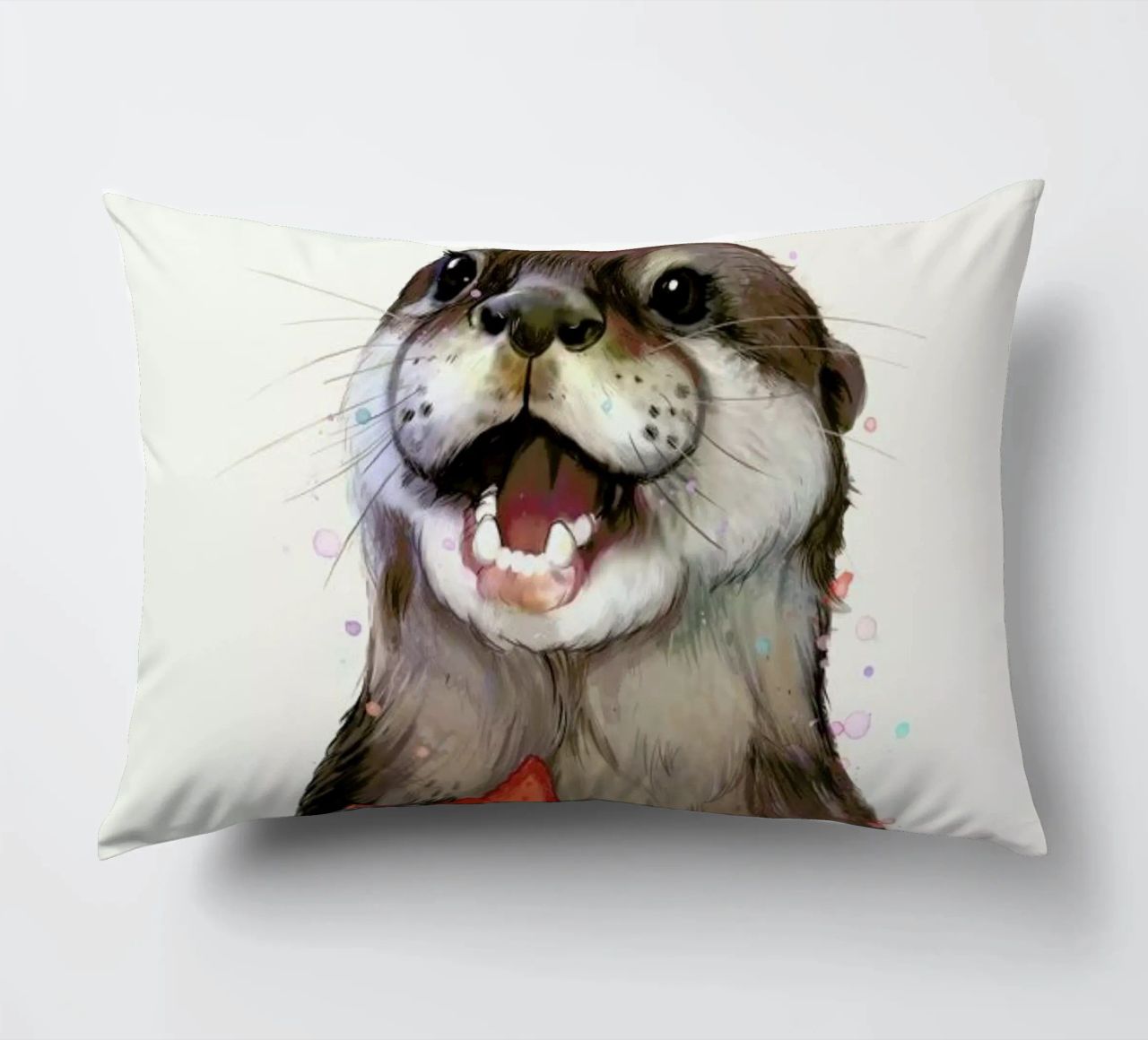 Happy Otter Portrait cuscino da Laura Graves