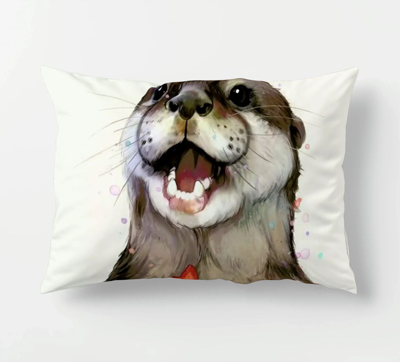 Happy Otter Portrait cuscino da Laura Graves