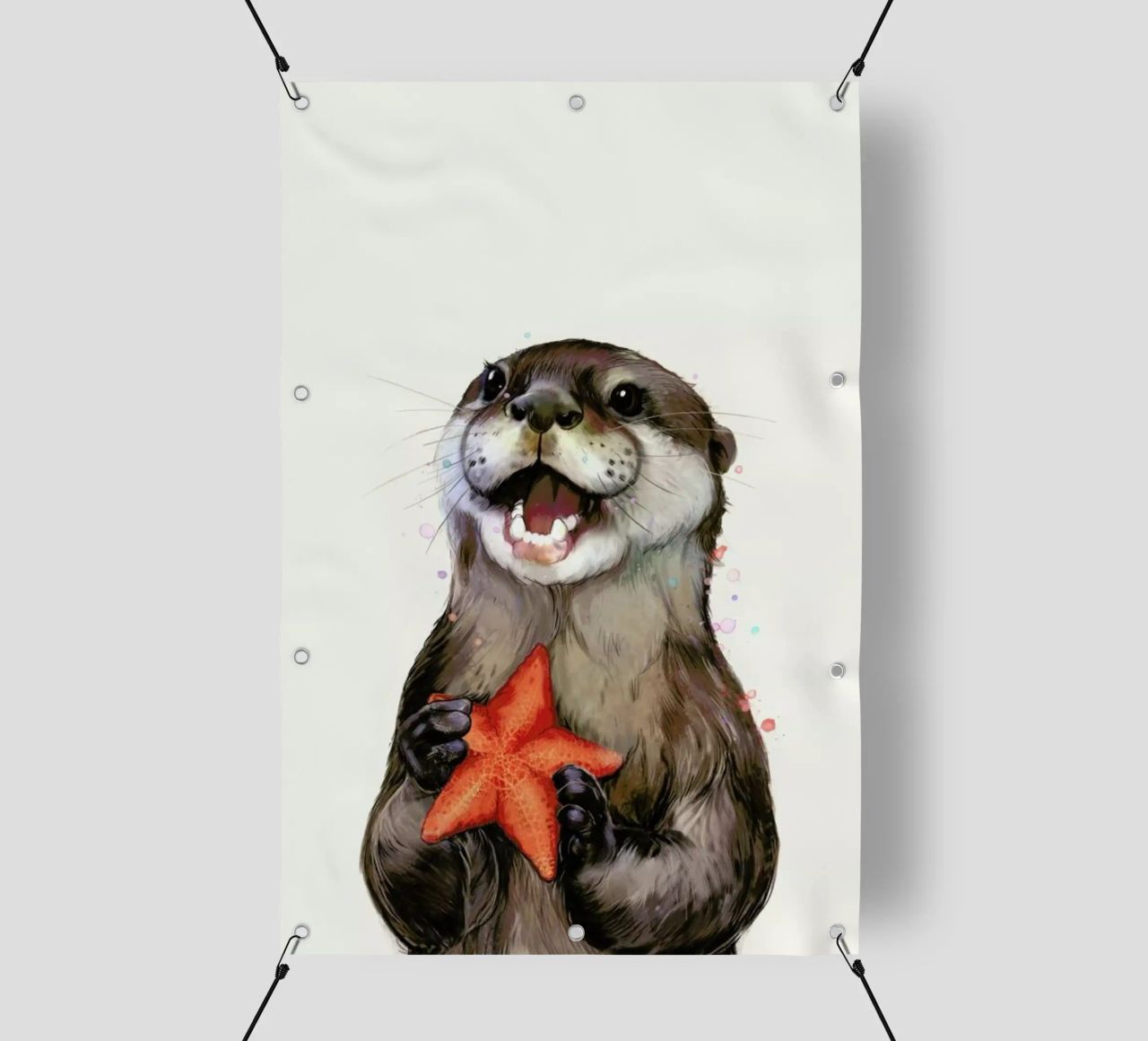 Happy Otter Portrait telo in pvc da Laura Graves