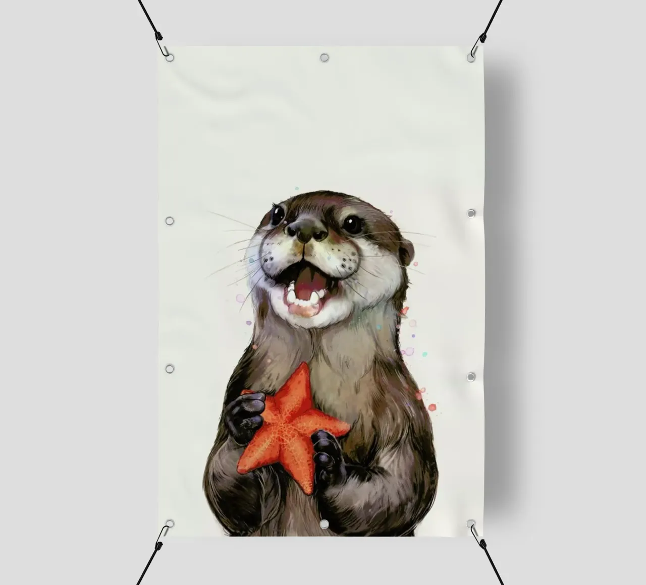 Happy Otter Portrait pvc cover by Laura Graves