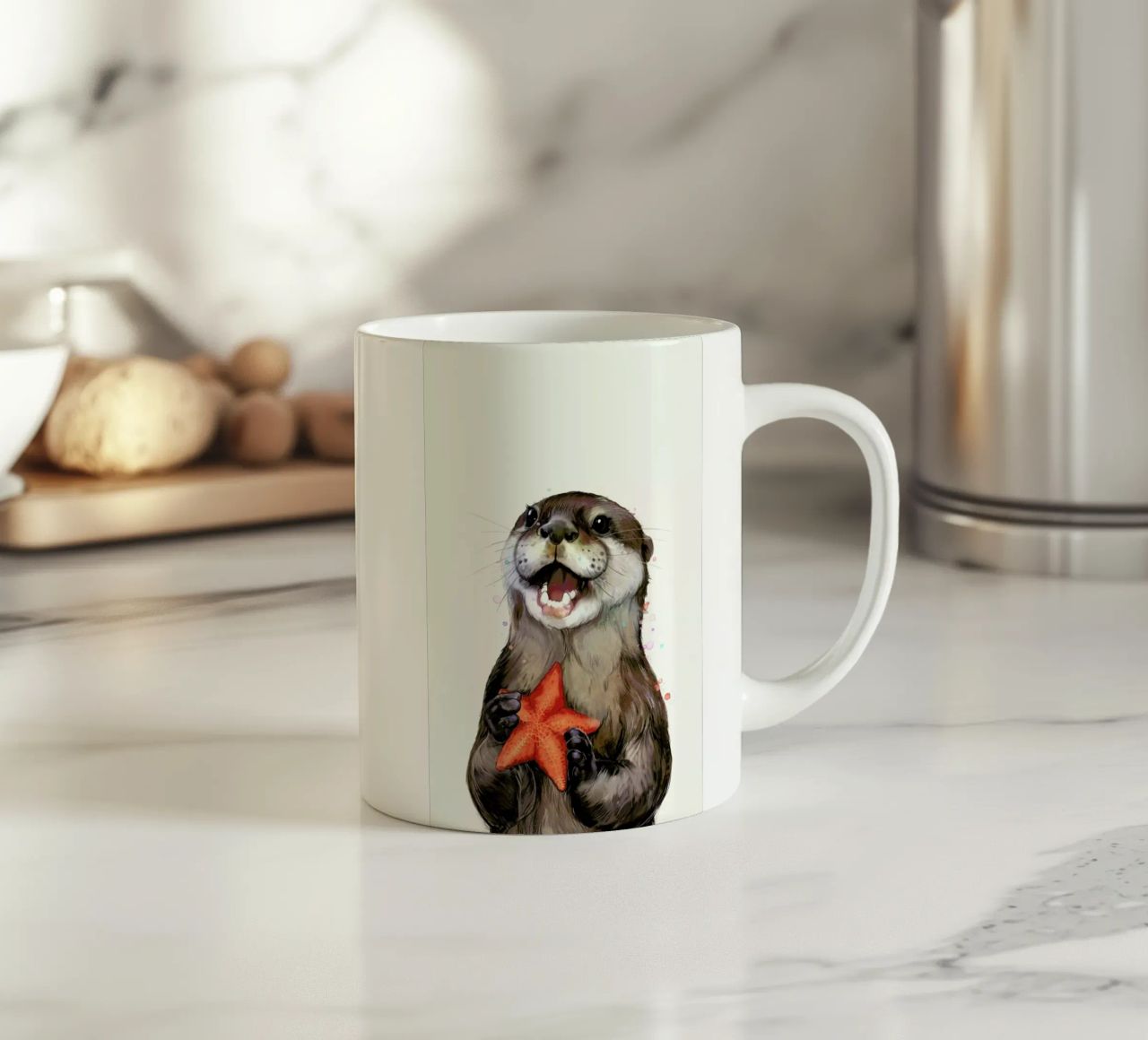 Happy Otter Portrait tazza in ceramica da Laura Graves
