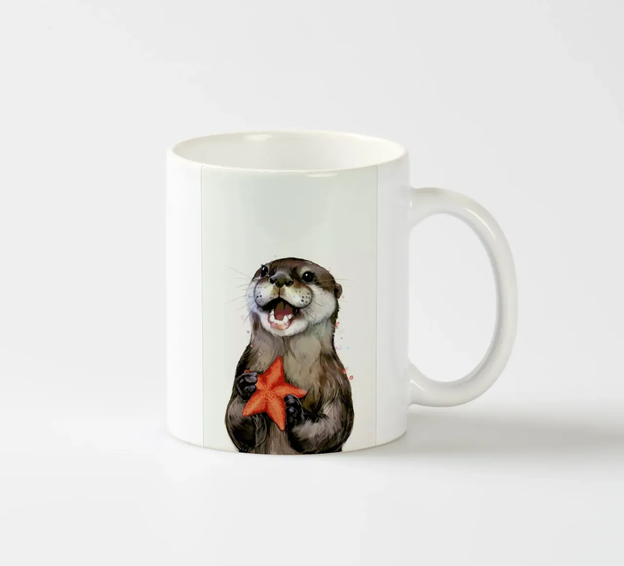 Happy Otter Portrait taza de cerámica de Laura Graves