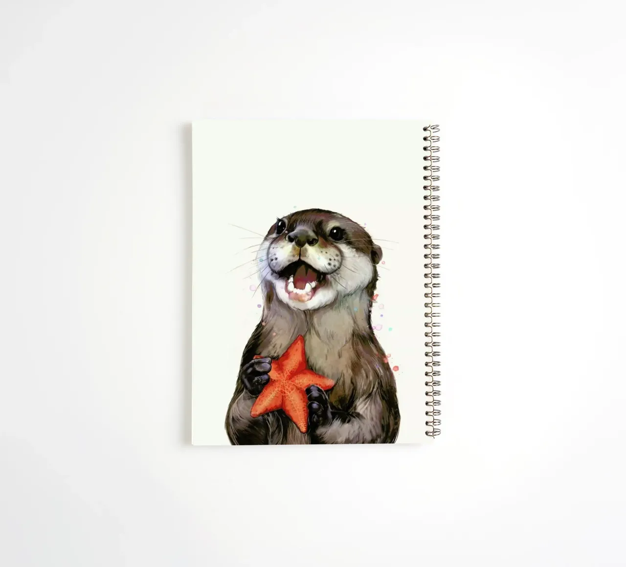 Happy Otter Portrait spiral notebook by Laura Graves