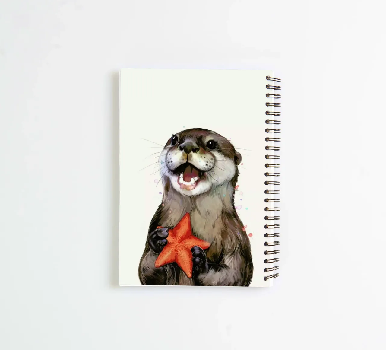 Happy Otter Portrait spiral notebook by Laura Graves