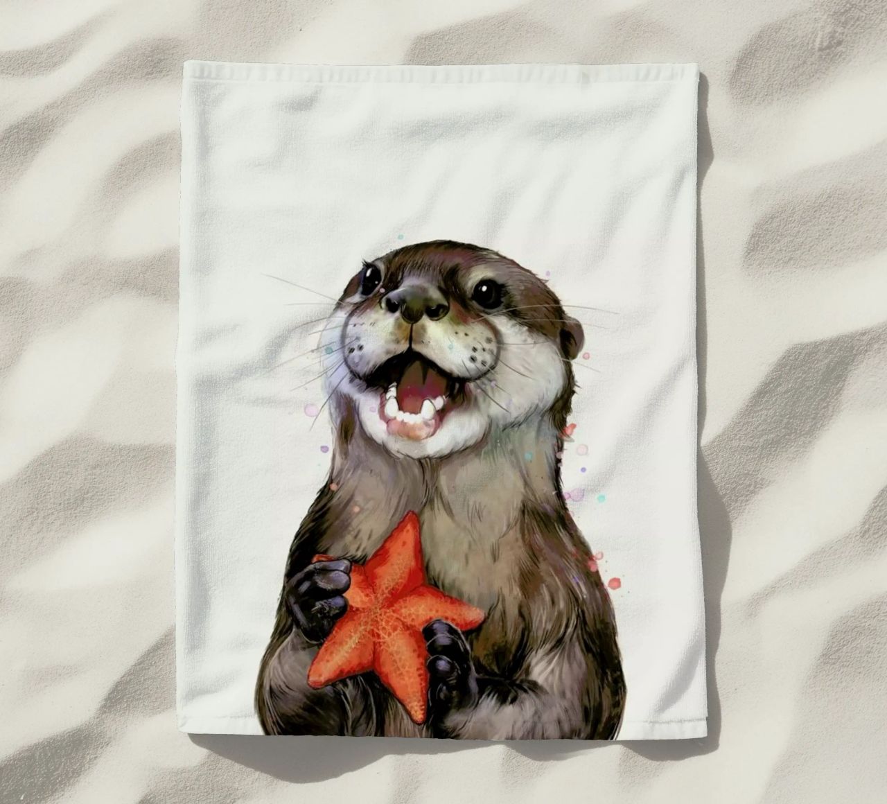 Happy Otter Portrait telo mare da Laura Graves