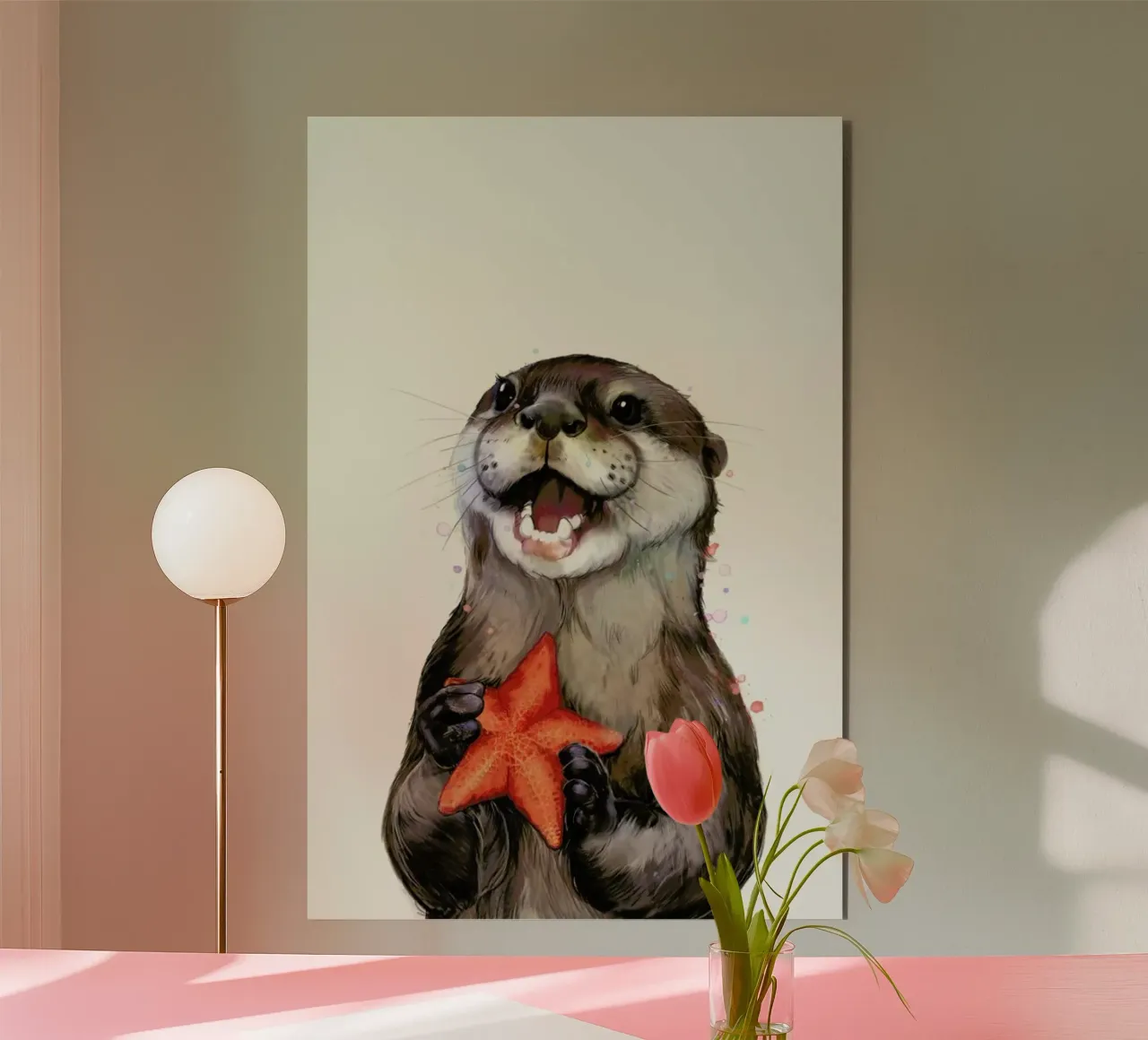 Happy Otter Portrait forex-plaat van Laura Graves