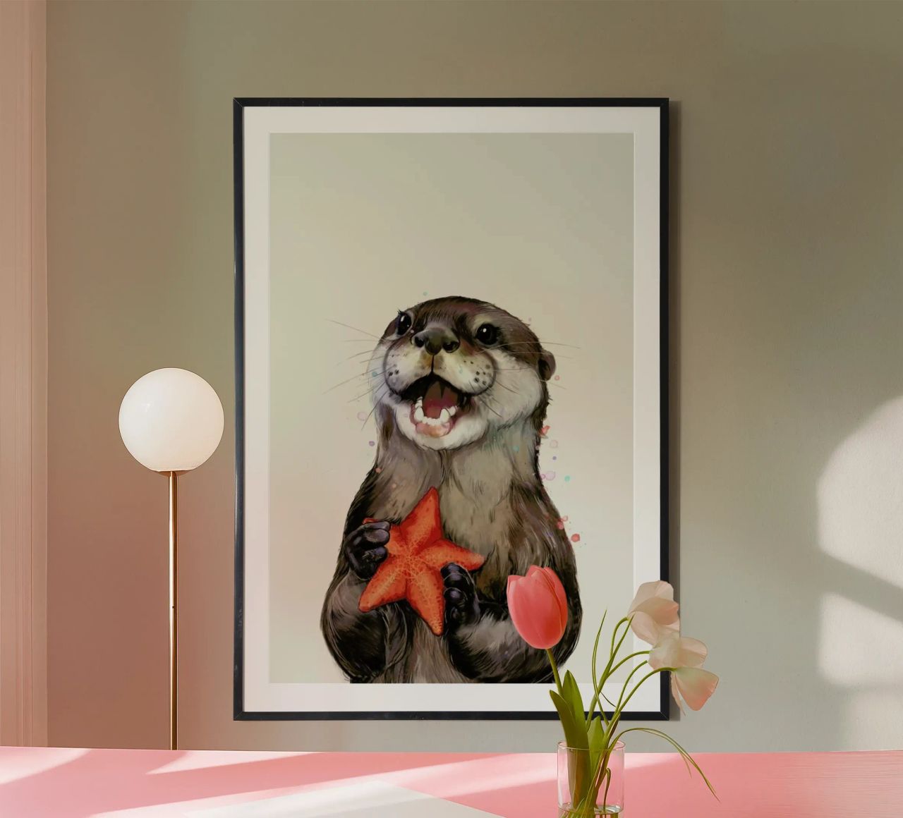 Happy Otter Portrait poster da Laura Graves
