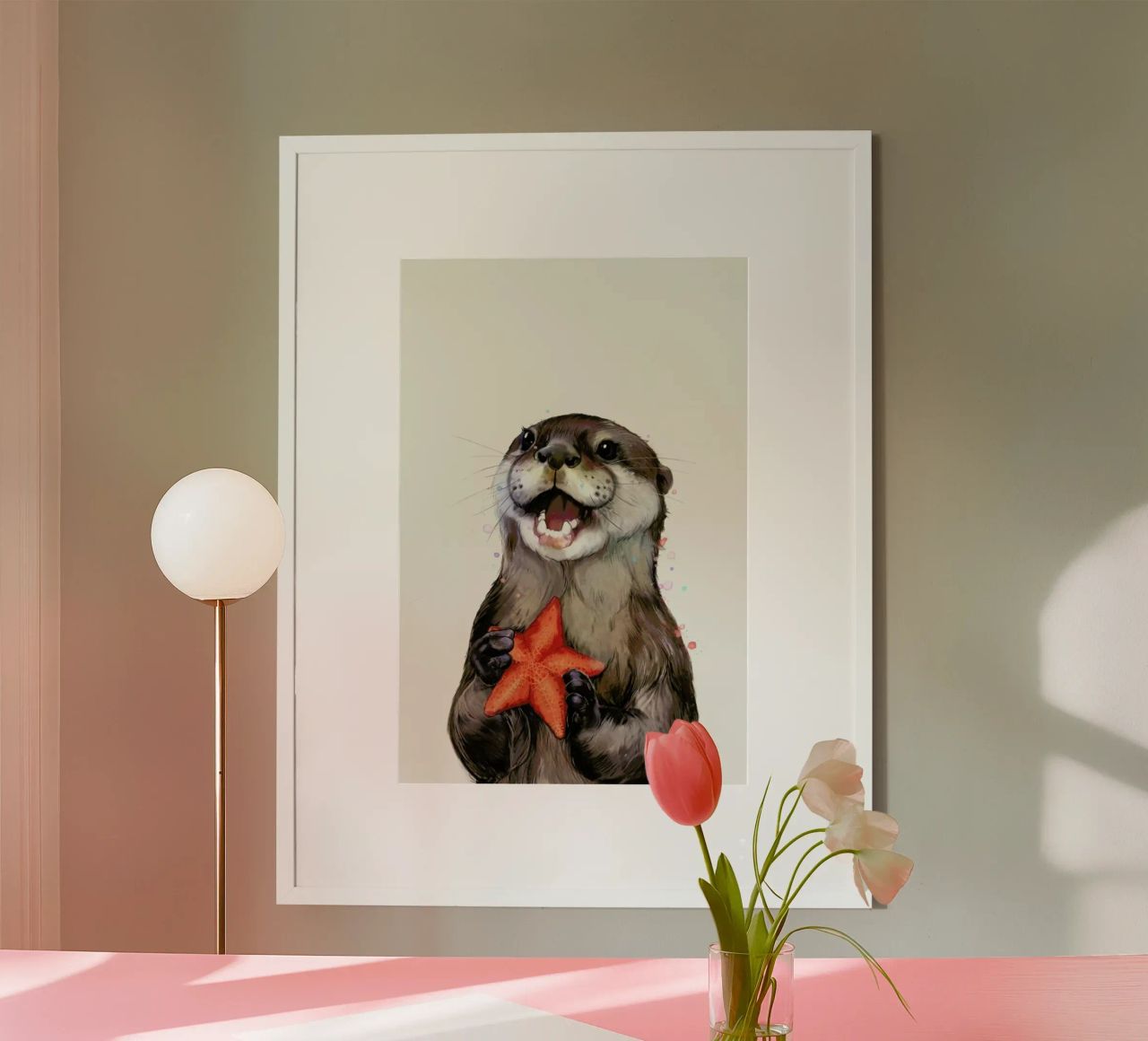 Happy Otter Portrait poster da Laura Graves