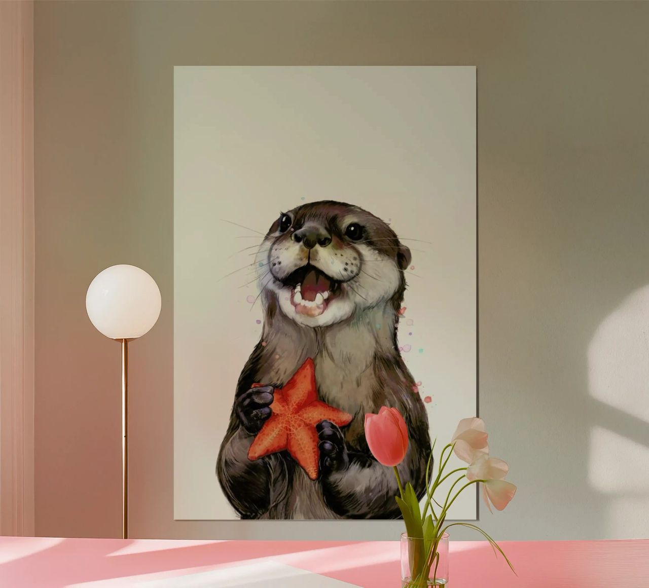 Happy Otter Portrait poster da Laura Graves