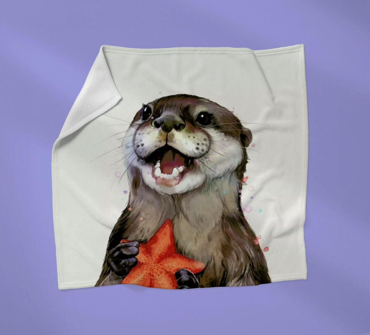 Happy Otter Portrait coperta in pile da Laura Graves