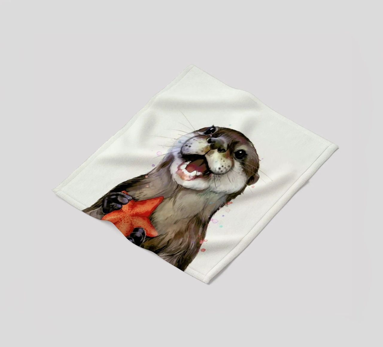 Happy Otter Portrait coperta in pile da Laura Graves