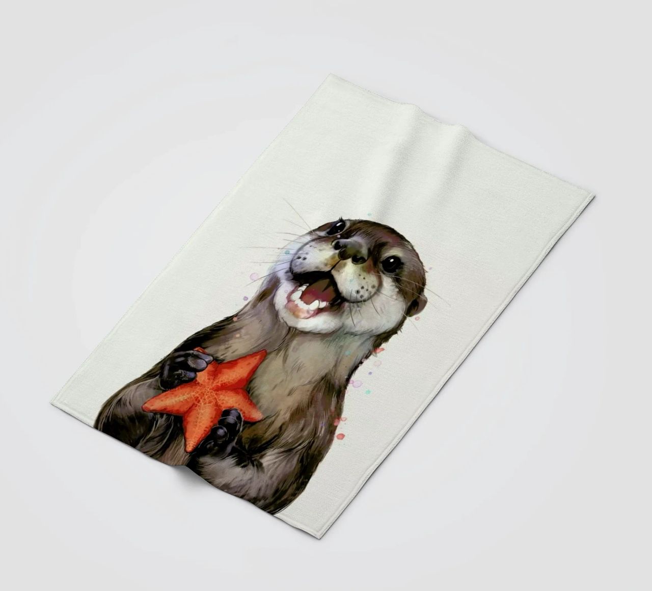 Happy Otter Portrait coperta in pile da Laura Graves