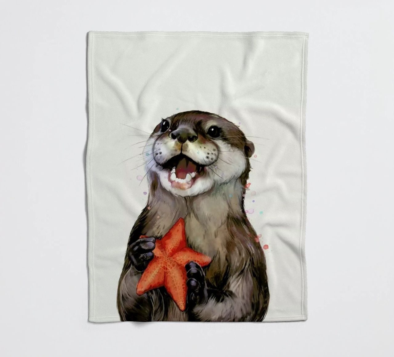 Happy Otter Portrait coperta in pile da Laura Graves