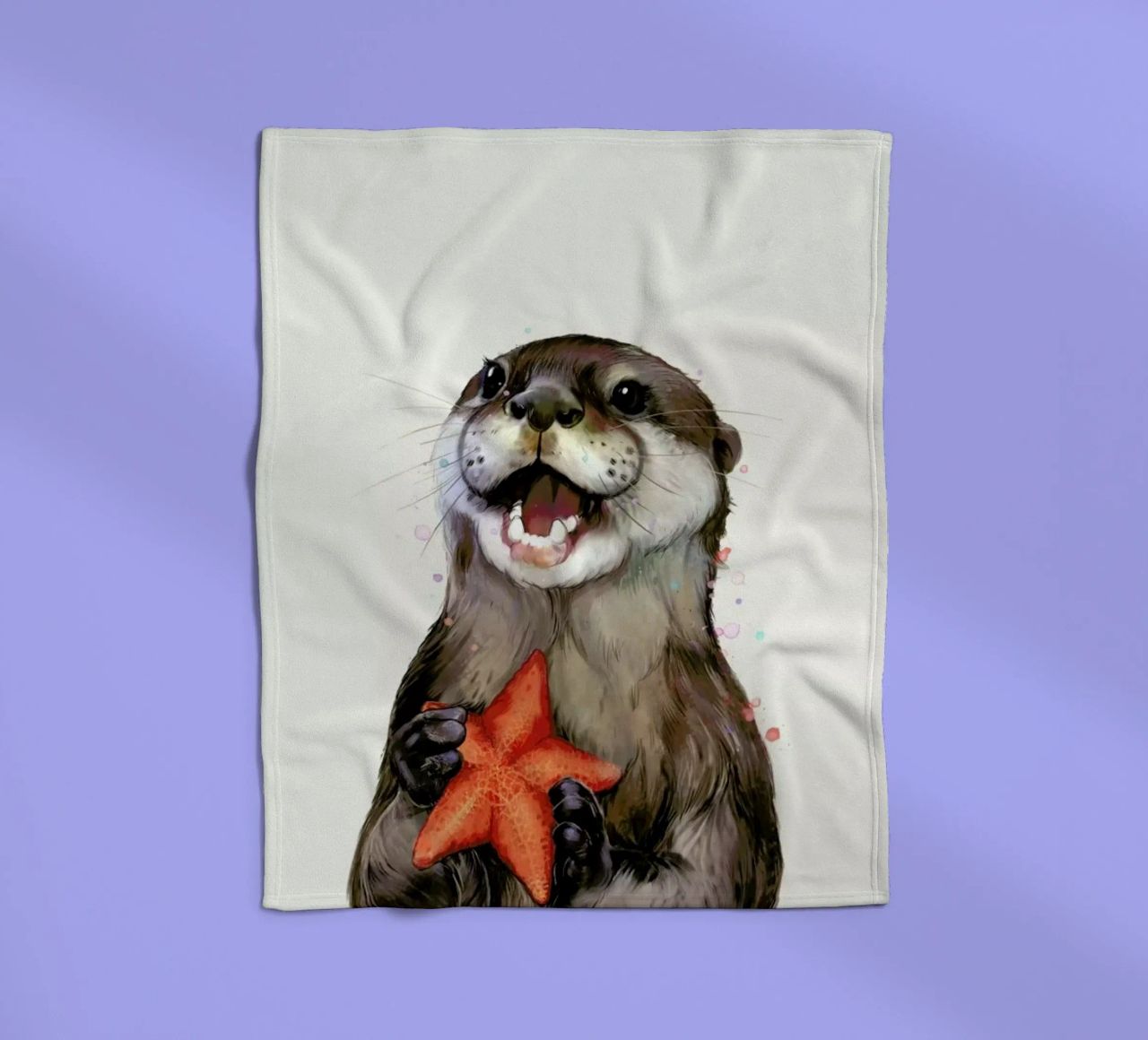 Happy Otter Portrait coperta in pile da Laura Graves