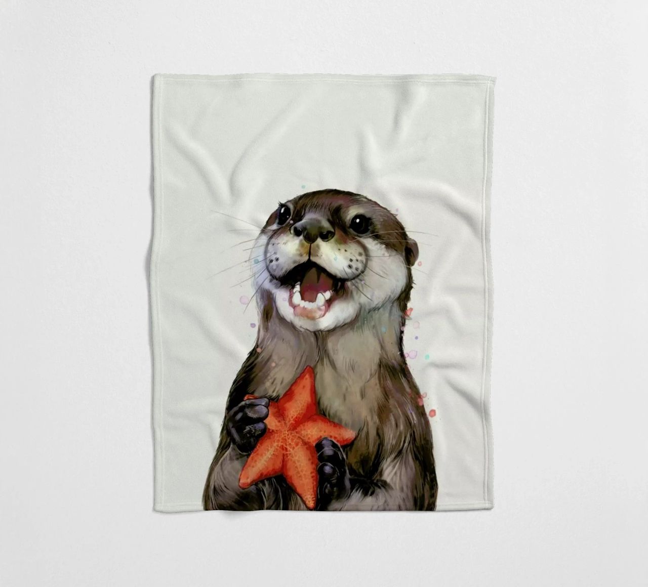 Happy Otter Portrait coperta in pile da Laura Graves