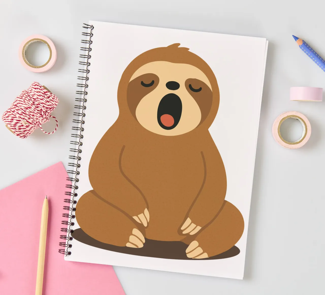 yawning sloth - pure peace and relaxation spiral notebook by namosh