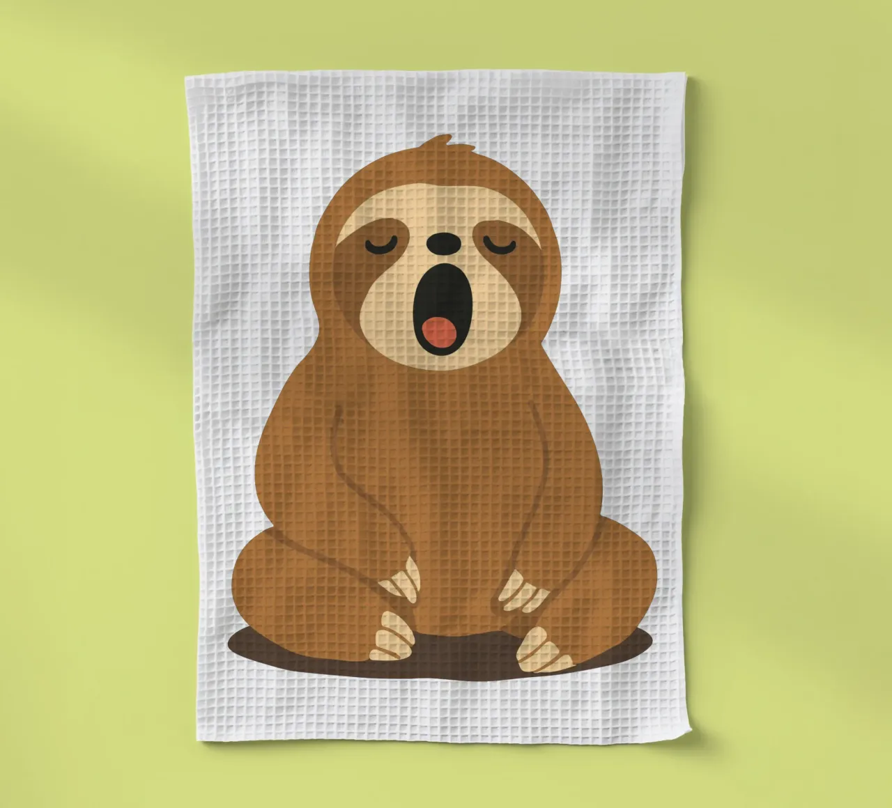 yawning sloth - pure peace and relaxation tea towel by namosh