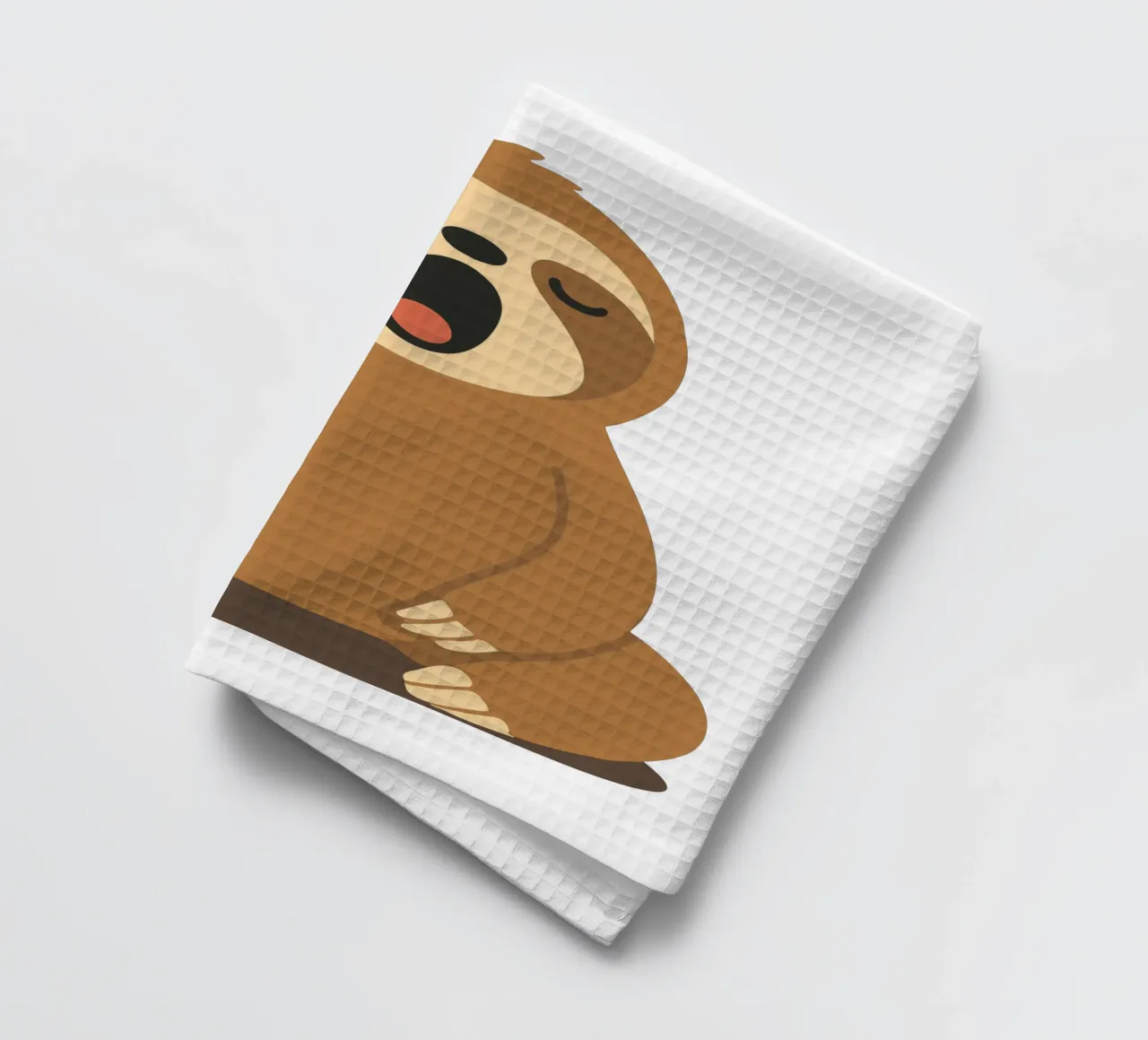 yawning sloth - pure peace and relaxation tea towel by namosh
