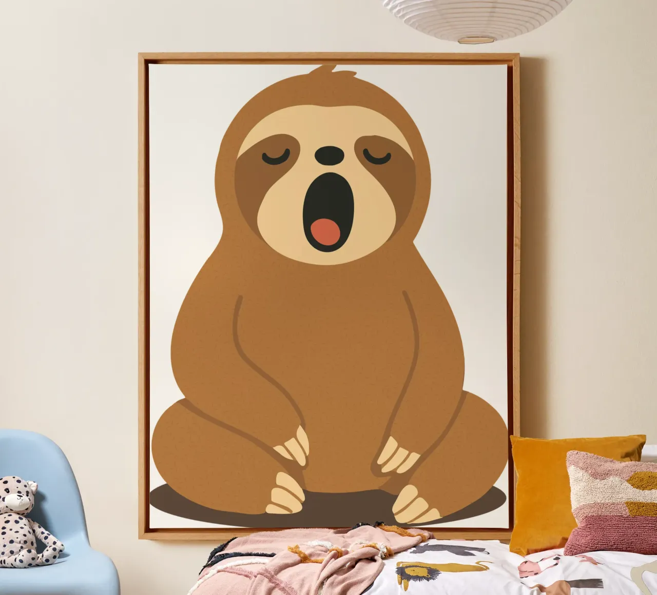 Gapende luiaard - pure rust en ontspanning canvas met Baklijst van namosh