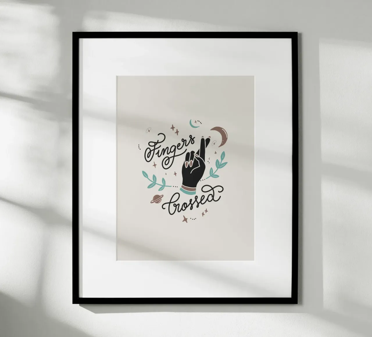 Fingers Crossed poster con telaio in plastica da anisillustration