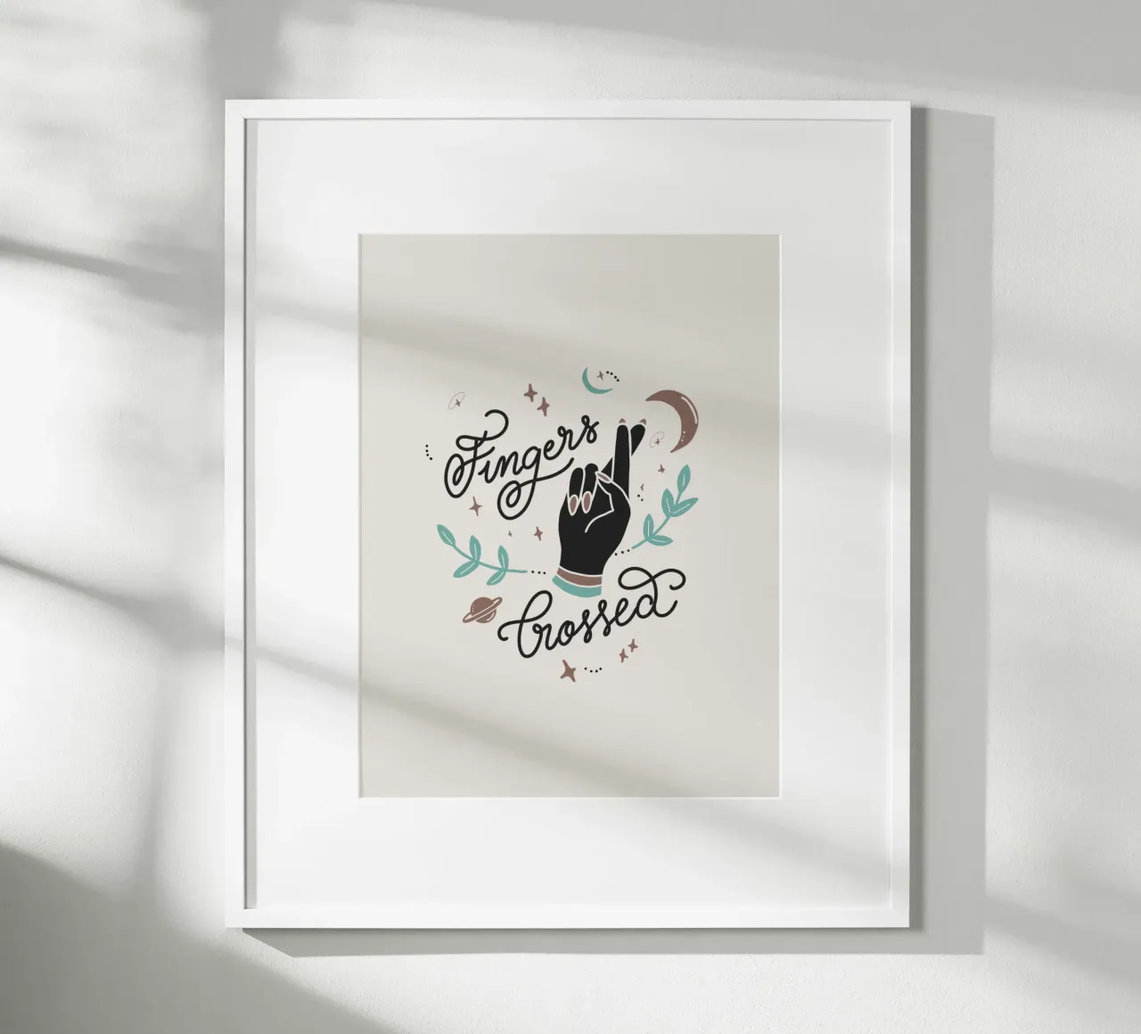 Fingers Crossed poster con telaio in plastica da anisillustration