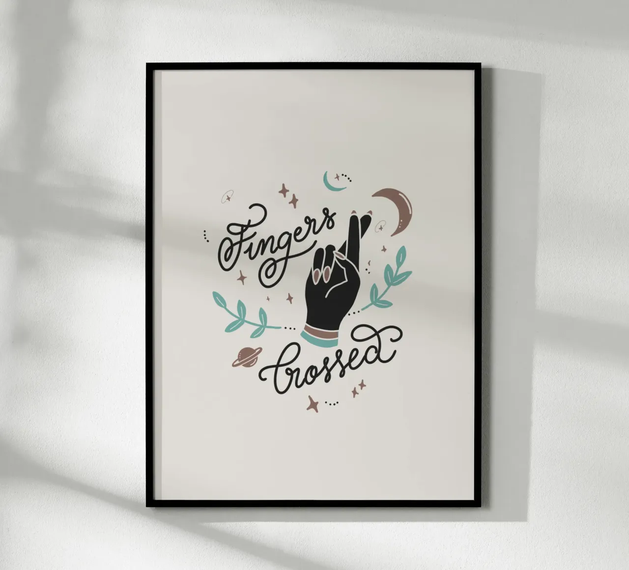Fingers Crossed poster con telaio in plastica da anisillustration
