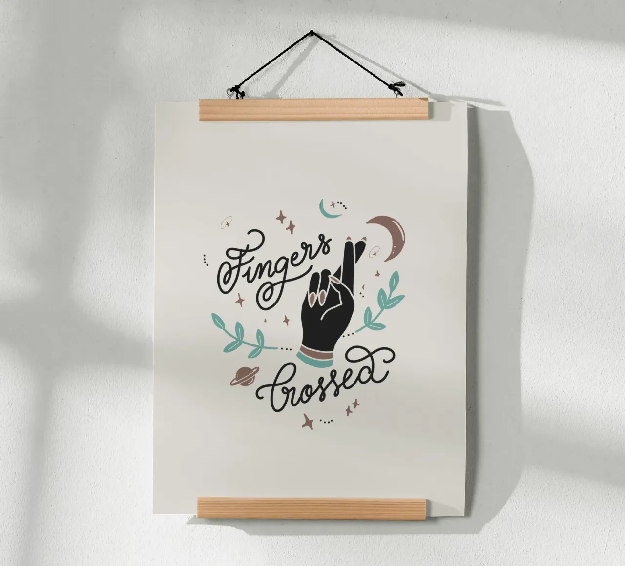 Fingers Crossed poster con telaio in plastica da anisillustration