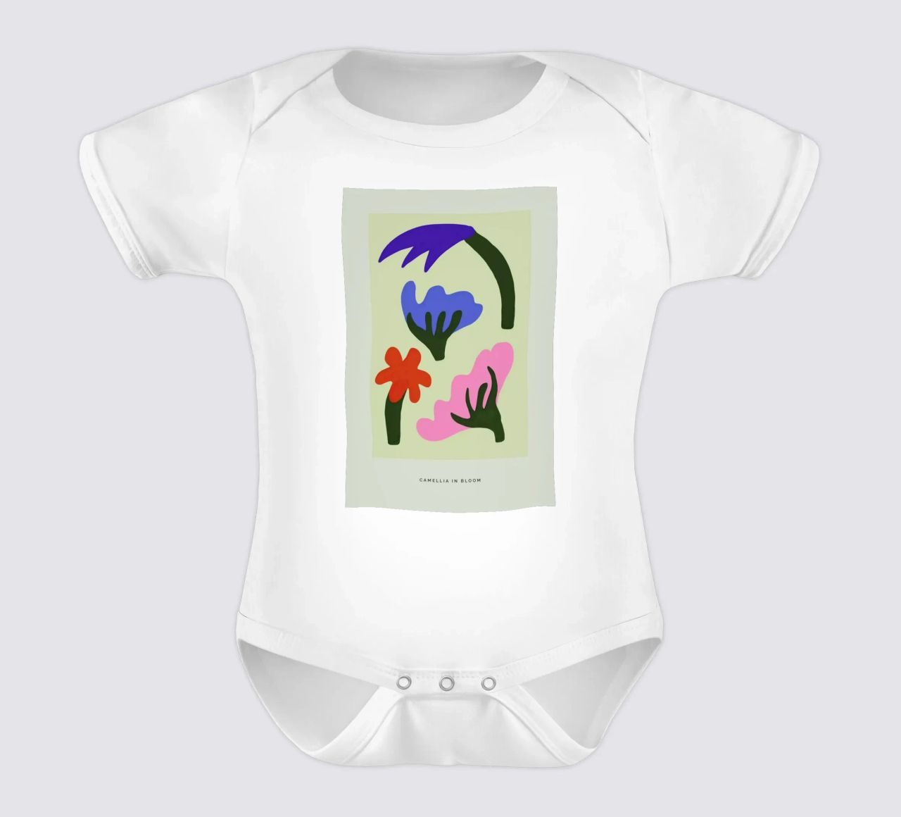 Camellia In Bloom I Kurzarm Babybody von Studio One