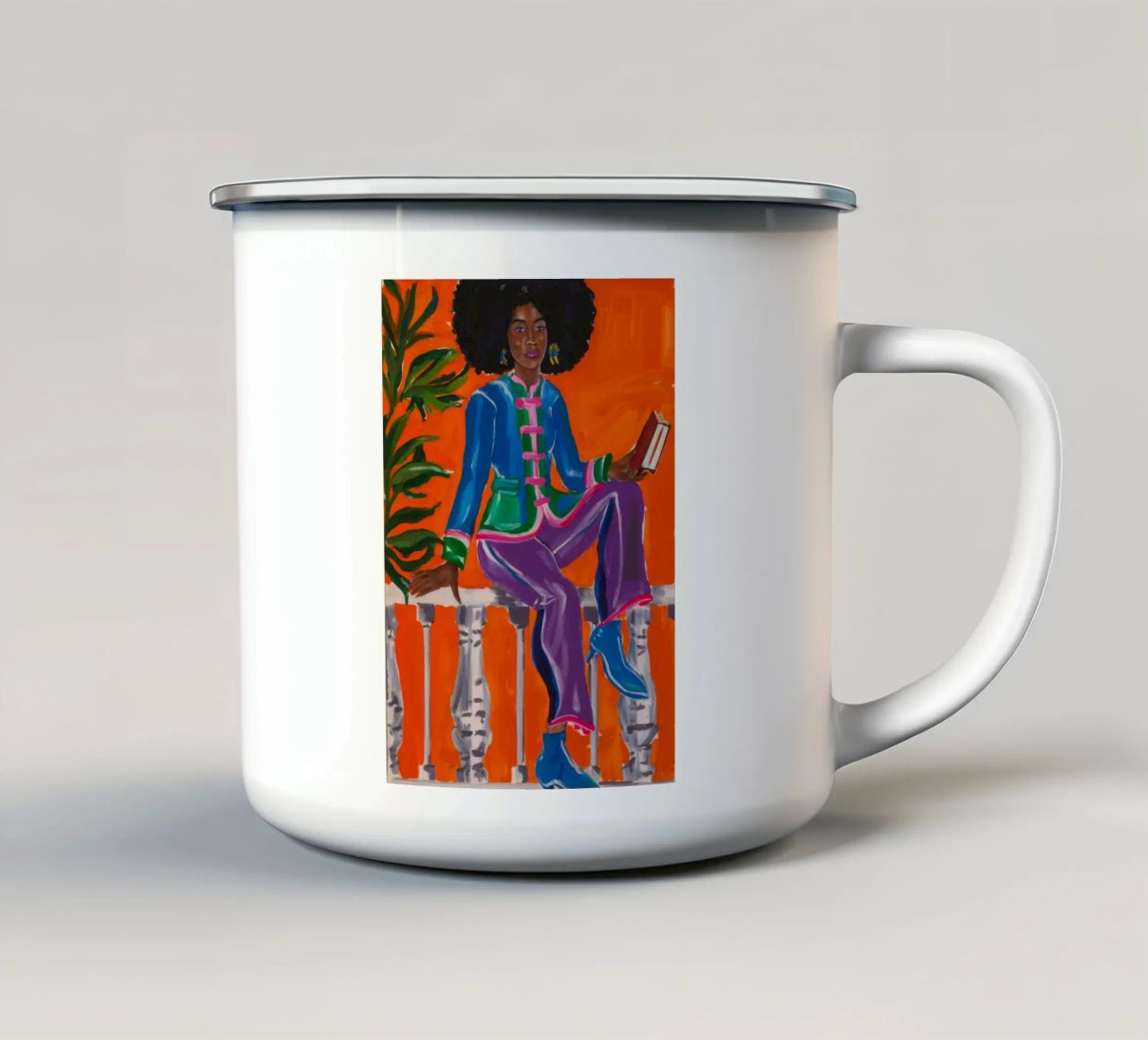 Un'audace cavalcata artistica tazza in smalto da Ebony Carpenter