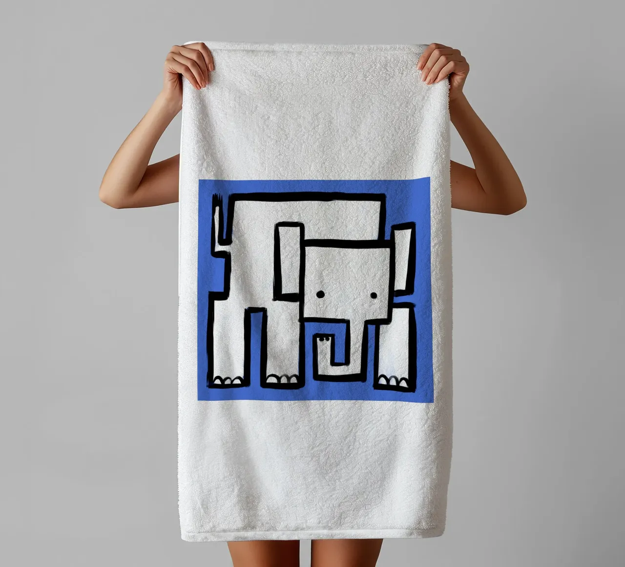 Olifant badhanddoek van Johannes Lott Illustration