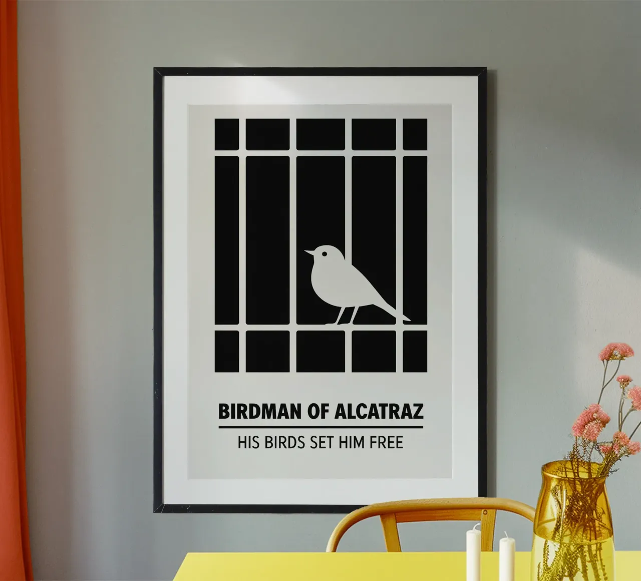 Birdman Of Alcatraz Print poster con telaio in alluminio da MoviesArt