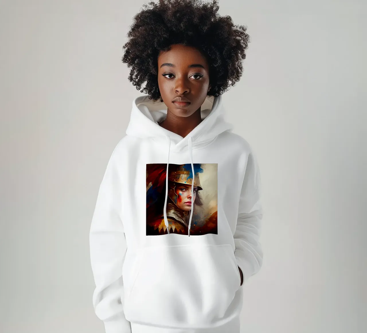 Poderosa guerrera medieval sudadera con capucha de Chromatic Fusion Studio
